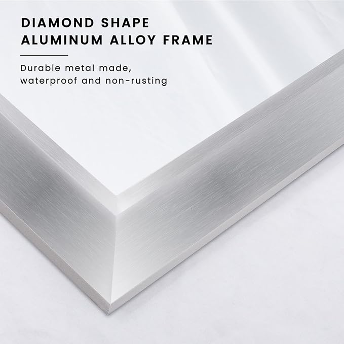 Amorho 48x30 Inch Bathroom Mirror Silver, Thick Metal Framed Wall Mirrors for Over Sink, Brushed Nickel Mirror Perfect for Bedroom, Living Room, Entryway, Rectangle (Horizontal/Vertical).