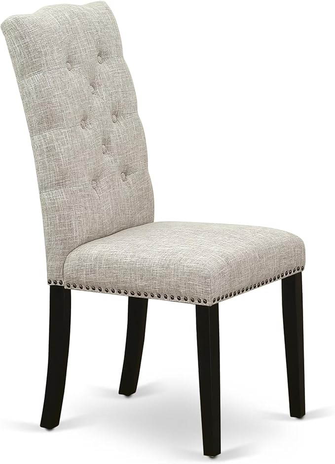 East West Furniture V627EL635-7 7 Piece Kitchen Table Set Consist of a Rectangle Dining Table with V-Legs and 6 Doeskin Linen Fabric Parson Dining Room Chairs, 40x72 Inch, Multi-Color