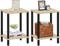 TUTOTAK End Table, Set of 2, Side Table, Nightstand, 2-Tier Storage Shelf, Sofa Table for Small Space, Living Room, Bed Room TB01BO035