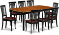 East West Furniture DOAV9-BCH-LC 9 Piece Dining Room Table Set Includes a Rectangle Wooden Table with Butterfly Leaf and 8 Faux Leather Kitchen Dining Chairs, 42x78 Inch, Black & Cherry