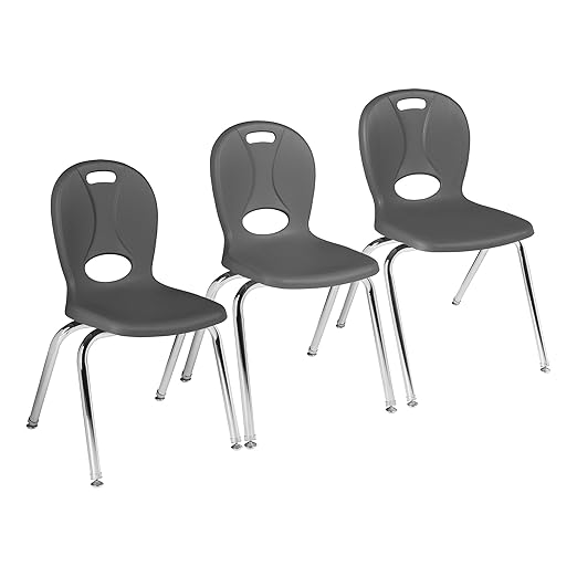 Learniture LNT-118-CSW-GT Learniture Structure Series School Chairs for Classroom, 18" Seat Height, Graphite, Pack of 4