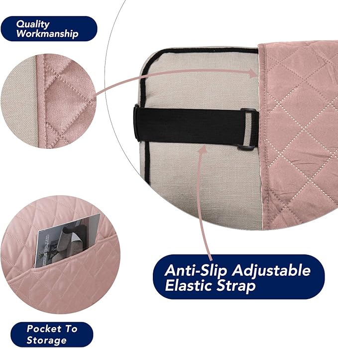 PureFit Reversible Sofa Cover Water Resistant Loveseat Couch Cover, Machine Washable Furniture Cover with Non-Slip Foam and Adjustable Strap for Dogs, Pets (Loveseat, Pink/Ivory)