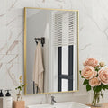 Brushed Gold Mirror, 22x30 Inch Aluminum Framed Rectangle Mirror, Anti-Rust, Tempered Glass, Square Corner Wall Mirror for Over Sink, Vanity, Bedroom, Entryway, Horizontal/Vertical