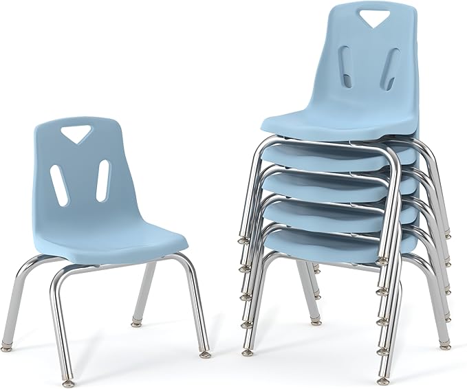 Berries Jonti-Craft 8148JC6131 Stacking Chairs with Chrome-Plated Legs, 18" Height, Coastal Blue, Pack of 6