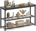 47" Console Table, 3-Tier Entryway Table, Sofa Table with Mesh Shelves, Console Tables for Living Room, Bedroom, Hallway, Entryway, Foyer, Grey