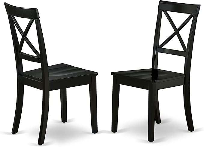 East West Furniture LGBO7-BLK-W 7 Piece Dining Set Consist of a Rectangle Dining Room Table with Butterfly Leaf and 6 Wood Seat Chairs, 42x84 Inch, Black