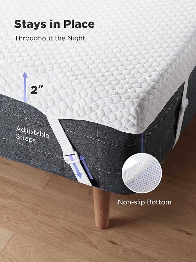 PERLECARE 2 Inch Gel Memory Foam Mattress Topper for Pressure Relief, Premium Soft Mattress Topper for Cooling Sleep, Non-Slip Design with Removable & Washable Cover, CertiPUR-US Certified - Full