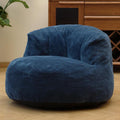 N&V Large Crescent Bean Bag Chair, Adult Size Bean Bag Sack, Foam Filling, Soft Premium Corduroy Bean Bag for Living Room Bedroom Dorm and Office (Prussia Blue)