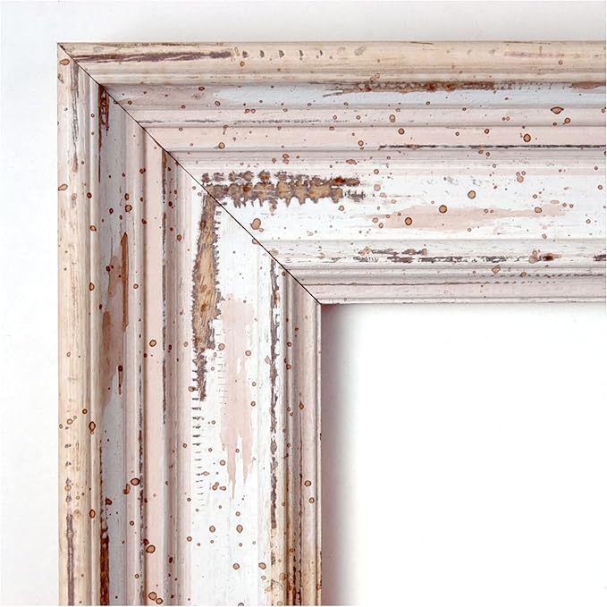 Amanti Art White Bathroom Mirror for Over Sink, 25x21 Alexandria White Wash Rectangle Vanity Mirror, Small Coastal Wood Frame, Hangs Horizonally and Vertically, Bathroom Wall Decor, Beveled Edge