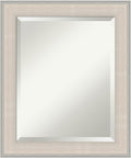 Amanti Art White Bathroom Mirror for Over Sink, 25x21 Cottage White Silver Rectangle Vanity Mirror, Small Coastal Wood Frame, Hangs Horizonally and Vertically, Bathroom Wall Decor, Beveled Edge