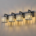 Modern Crystal Bathroom Vanity Light 4-Lights Black Modern Crystal Wall Lamp Bathroom Modern Crystal Vanity Lighting