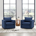 Swivel Accent Chair Set of 2, 34 Inches Wide Upholstered Arm Chair with Plump Back Pillow, Modern Sofa Living Room Chair for Bedroom, Corner, Reading Nook-Blue