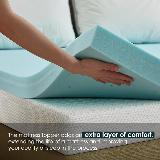 FDW | 5" King Mattress + 3" Cooling Mattress Topper | Gel Memory Foam | Medium Firm Feel | White | with Washable Cover for Cool Sleep and Pressure Relief | Bed in a Box, CertiPUR-US Certified