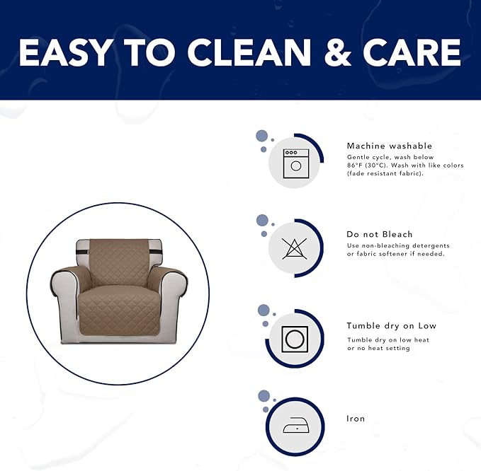 PureFit Reversible Sofa Couch Cover Water Resistant Couch Covers for 3 Cushion, Washable Furniture Cover with Non-Slip Foam and Adjustable Strap for Dogs, Pets (Oversized Sofa, Camel/Ivory)