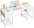 Huuger 55 Inch White Desk with 4 Drawers, Vanity Desk with Mesh Shelf for Makeup, Computer Desk for Home Office with Large Storage, Bedroom, Work from Home