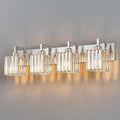 Modern Bathroom Vanity Light 4-Lights Brushed Nickel Vanity Light Crystal Wall Light Bathroom Light Fixtures