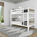 Max & Lily Bunk Bed, Scandinavian Modern Bunk Bed, Solid Wood Twin-Over-Twin Bed Frame for Kids, No Box Spring Needed, Blonde/White