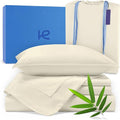 Kickoff Viscose Bamboo Sheets King Size 4-pc 100% Organic Bamboo Viscose Bed Cooling Sheets King Size Set Cool Bedding for hot Sleepers Sheet, Flat, Fitted, Pillowcases (Buttercream,K)