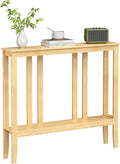 ELYKEN Console Tables for Entryway, 36.2" Long 2 Tier Hallway Table Behind Couch, 7” Narrow Sofa Table for Entrance, Entry, Living Room, Natural