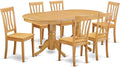 East West Furniture VAAN7-OAK-W 7 Piece Kitchen Table & Chairs Set Consist of an Oval Dining Room Table with Butterfly Leaf and 6 Solid Wood Seat Chairs, 40x76 Inch, Oak
