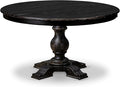 F55-11-TP - Mid Century Dining Table with Acacia Wood Round Tabletop, Sand Blasted Black Finish