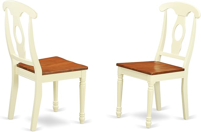 East West Furniture PLKE7-WHI-W 7 Piece Modern Dining Table Set Consist of an Oval Wooden Table with Butterfly Leaf and 6 Dining Chairs, 42x78 Inch, Buttermilk & Cherry