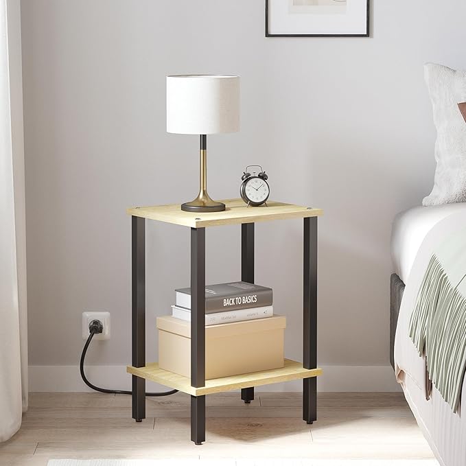 TUTOTAK End Table, Set of 2, Side Table, Nightstand, 2-Tier Storage Shelf, Sofa Table for Small Space, Living Room, Bed Room TB01BO035