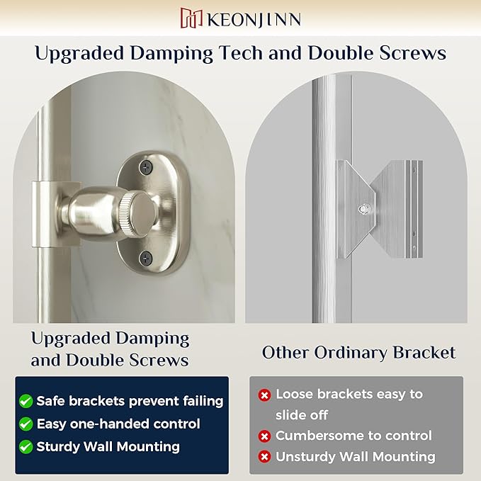 Keonjinn Brushed Nickel Pivot Mirror Bathroom, 20x30 in Tilt Mirror Bathrooms for Over Sink, Rounded Corner Modern Pivot Rectangle Mirrors, Metal Framed Beveled Bathroom Mirrors (Horizontal/Vertical)