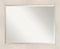 Amanti Art White Bathroom Mirror for Over Sink, 27x33 Hardwood White Wash Rectangle Vanity Mirror, Large Rustic Farmhouse Wood Frame, Hangs Horizonally and Vertically, Bathroom Wall Decor, Beveled