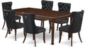 East West Furniture DODA7-MAH-12 7 Piece Dinette Set Includes a Rectangle Dining Table with Butterfly Leaf and 6 Polyester Fabric Upholstered Chairs, 42x78 Inch, Mahogany