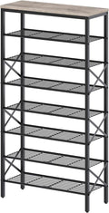 8 Tier Shoe Rack, Shoe Storage Organizer, Large Capacity Shoe Shelf Holds 32 Pairs of Shoes, Durable and Stable, for Entryway, Hallway, Closet, Dorm Room, Greige and Black SS08BG