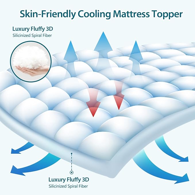 CYMULA California King Mattress Topper, Extra Thick 3D Snow Down Alternative Filling, Breathable Grey Fabric, 8-21 Inches Deep Pocket, Machine Washable