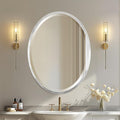 OVALCREST - Oval Wooden Beveled Wall Mirror for Home Decor, Bathroom, Vanity, Bedroom, Living Room, Hallway - London Style (Silver Leaf with Brown Antique) 21.1 x 31.1
