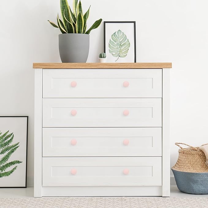 Ravinte 30 Pack Drawer Pulls 1-1/4 Inch Kitchen Cabinet Knobs Solid Round Dresser Drawer Knobs Pink Dresser Knobs Drawer Knobs Simple Cabinet Hardware for Cupboard Drawer Pulls