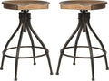 Hillsdale Worland Backless Metal Adjustable Height Stool with Wood Saddle Seat, Set of 2, Brown