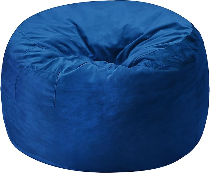Homguava 6FT Bean Bag Chair Giant BeanBag with Memory Foam Filled, Large Bean Bag Chairs for Adults, Adult Bean Bag Chair with Dutch Velvet Cover for Living Room Bedroom-Blue