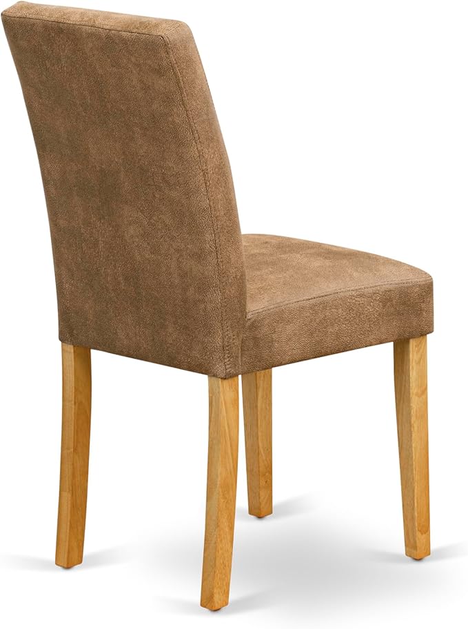 East West Furniture ANAS5-OAK-28 5 Piece Mid Century Dining Set Includes A Dinning Table and 4 Brown Textured Polyester Fabric Padded Chairs, Oak