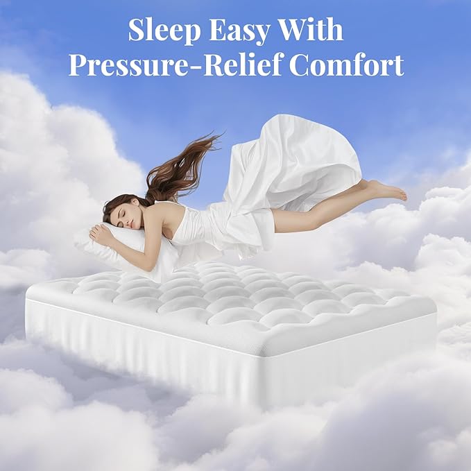 OhGeni Cooling 4 inch Dual Layer Twin Mattress Topper, 2 inch Cooling Gel Memory Foam, 2 inch Down Alternative Pillow Top Pad, Mattresses Cover for Bed, Medium Support, Fits 6”-19” Deep Pocket