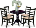 East West Furniture ANPF5-CAP-C 5 Piece Dining Set Includes a Round Kitchen Table with Pedestal and 4 Linen Fabric Upholstered Dining Chairs, 36x36 Inch, Cappuccino