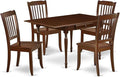 East West Furniture MZDA5-MAH-W 5 Piece Kitchen Table & Chairs Set Includes a Rectangle Dining Table with Dropleaf and 4 Dining Room Chairs, 36x54 Inch, Mahogany