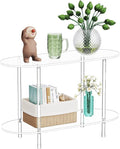 Clear Acrylic Console Table, 31.5" L x 11.8" W x 20" H, 2 Tier Oval Small Transparent Storage shelf Side End Sofa Entry Entryway Table for Sofa, Foyer, Hallway, Living Room