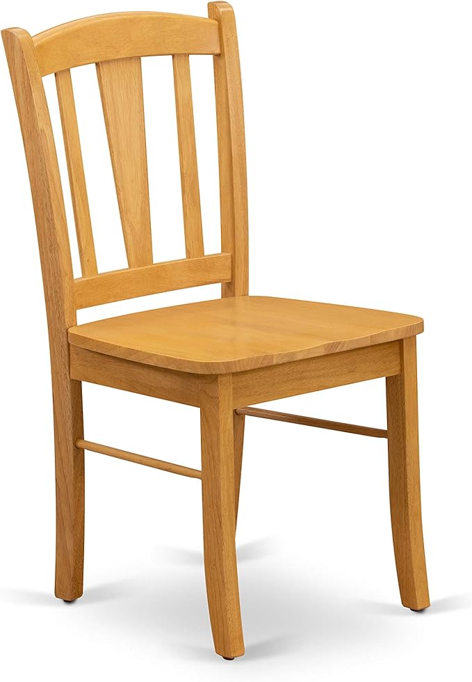 East West Furniture ESDL3-OAK-W 3 Piece Kitchen Table Set for Small Spaces Contains a Round Dining Room Table with Pedestal and 2 Solid Wood Seat Chairs, 30x30 Inch, Oak