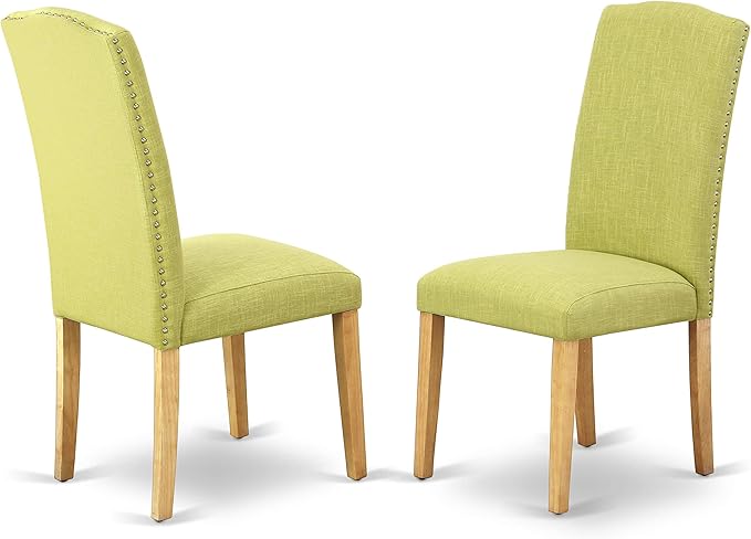 East West Furniture OXEN3-OAK-07 3 Piece Dining Table Set for Small Spaces Contains a Square Dining Room Table and 2 Limelight Linen Fabric Parsons Chairs, 36x36 Inch, Oak