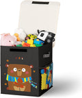 40L Large Toy Storage Box with Lid, Large Toy Box Chest for Kids, Girls and Boys, Nursery Room and Living Room, 13"x13" x16" (black-bear)