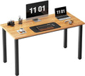 Need Computer Desk, 47 inch Home Office Desk, Modern Simple Style Home Office Gaming Desk, Basic Writing Table for Study Student, Black Metal Frame, Teak