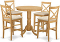 East West Furniture JAPB5-OAK-C 5 Piece Counter Height Pub Set Includes a Round Dining Table with Pedestal and 4 Linen Fabric Kitchen Dining Chairs, 36x36 Inch, Oak