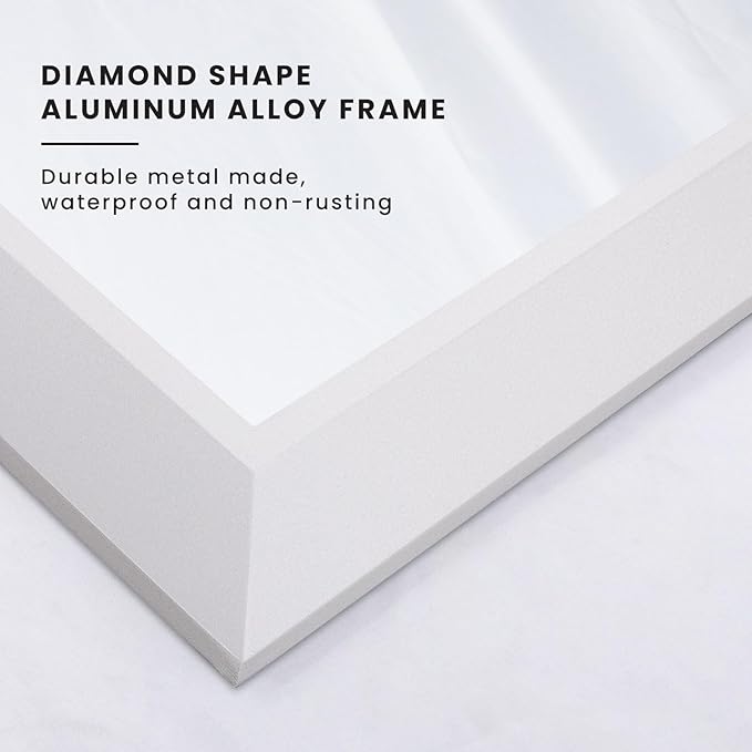 Amorho Bathroom Mirror, 72 X36 Inch White Thick Metal Framed Wall Mirrors for Over 2 Sinks, Bedroom, Living Room, Entryway, Large Rectangle Wall-Mounted Mirrors.