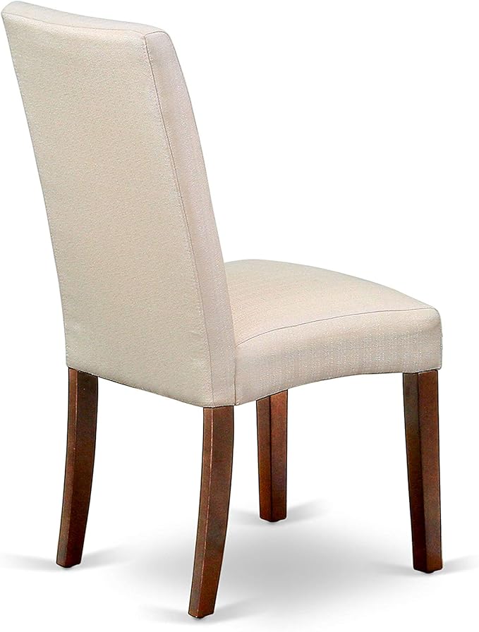 East West Furniture ANDR5-MAH-01 5 Piece Kitchen Table & Chairs Set Includes a Round Dining Room Table with Pedestal and 4 Cream Linen Fabric Parson Dining Chairs, 36x36 Inch, Mahogany