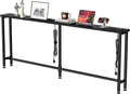 GRLEAF 70" Sofa Table with Built-in Power Strip (4 AC Outlets & 4 USB Ports) – 4.9ft Power Cord, Metal Frame, Easy Assembly, Long Couch Table Behind Sofa, Hallway, Living Room and Home Office | Black