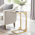 Serteaw C-Shaped End Table, Sturdy Side Table for Couch Sofa Bedside Small Space,C Snack Table TV Tray Record Player Stand Small Tables for Living Room Bedroom,Easy to Assemble,Gold